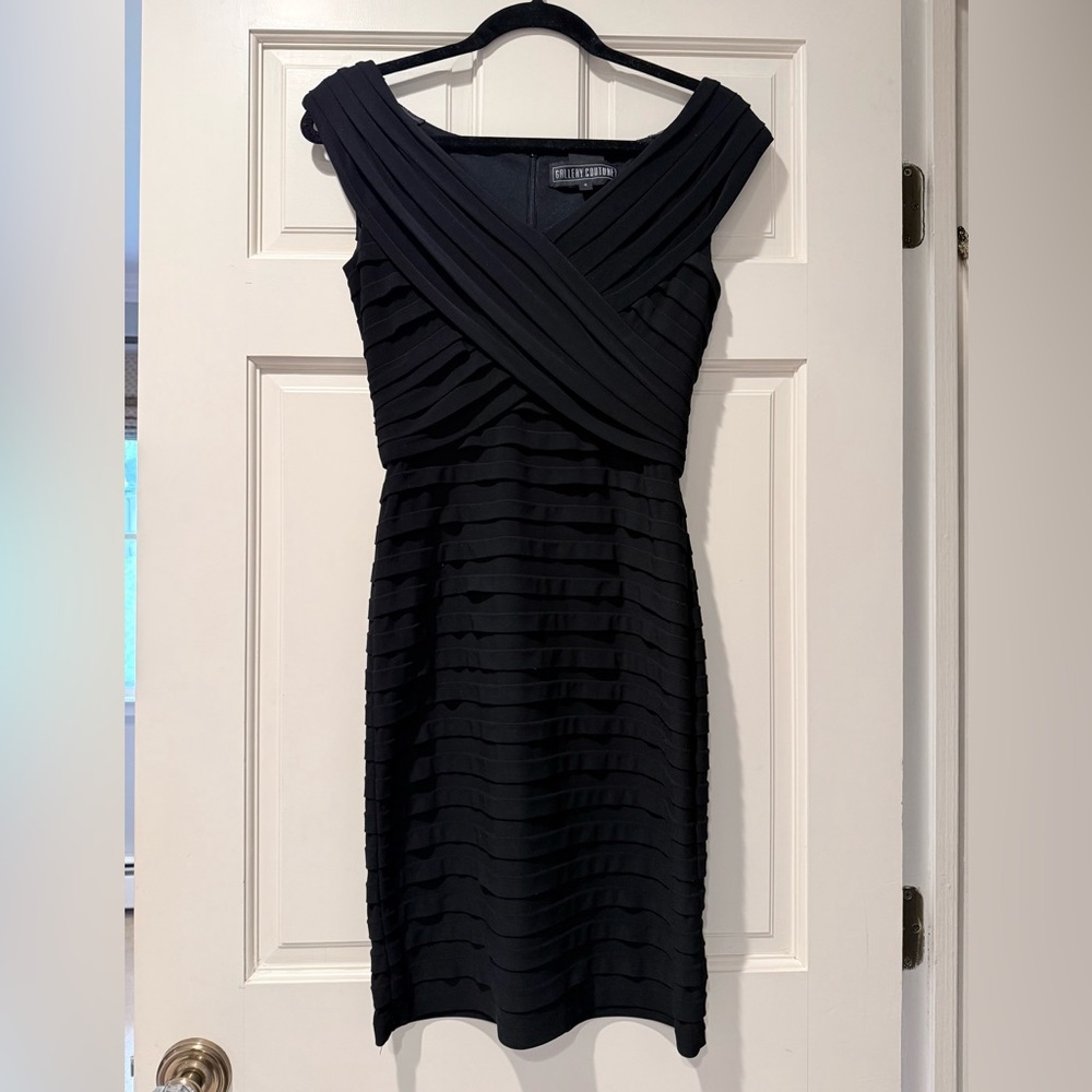 Black Bandage Cross-Front Midi Dress from Gallery Couture